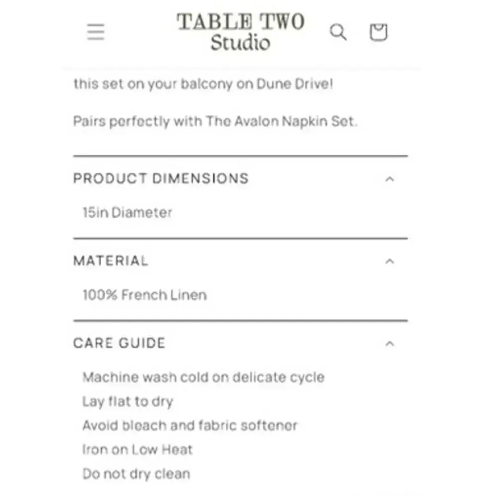 Table Two Studio Avalon Placemat Set Embroidered Chambray Linen Scalloped